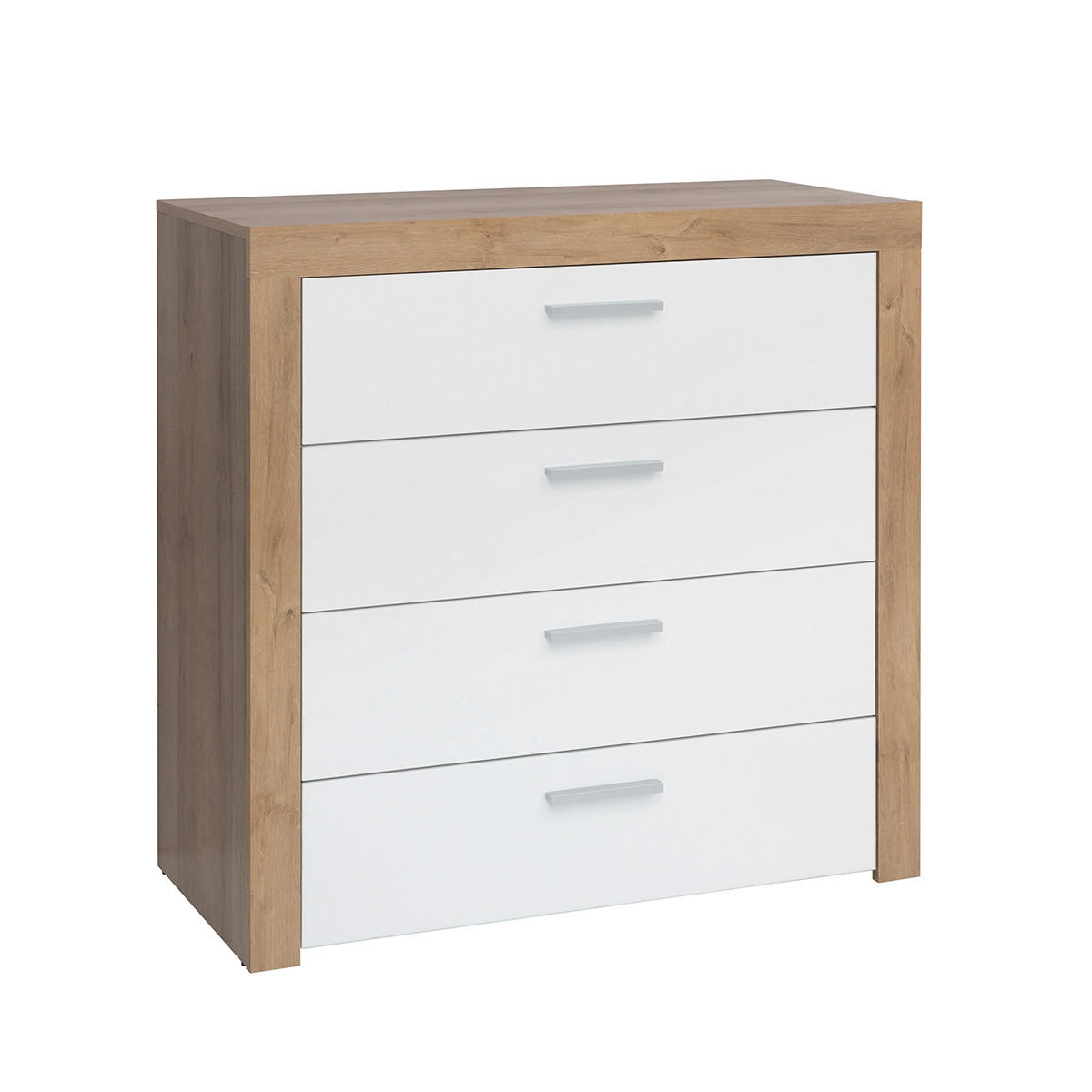 KOMMODE Nora Weiß und Holz - Weiß, Holzwerkstoff (90/88/39cm) - Petits-meubles