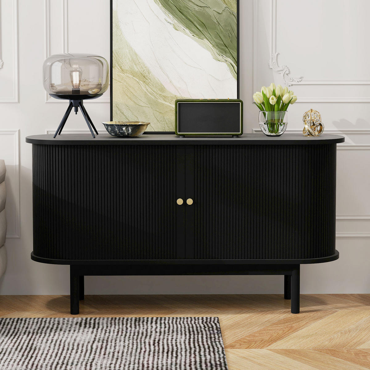 SIDEBOARD Schwarz 138/43/75 cm - Schwarz, Holzwerkstoff (43/75/138cm) - Urban Meuble
