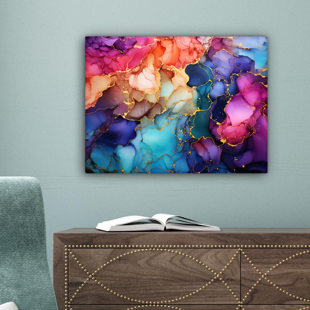 LEINWANDBILD Marmor - Bunt - Abstrakt Wandbild 40x30 cm - Multicolor, Textil (40/30cm) - MuchoWow