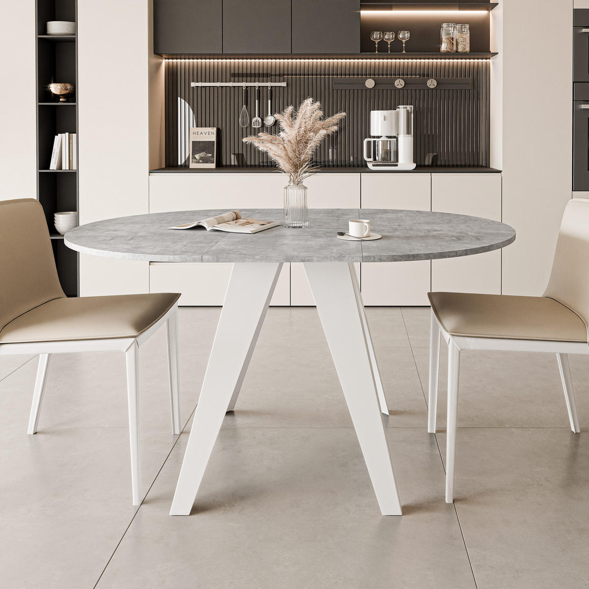 ESSTISCH ausziehbar auf MDF, Grau - Weiß/Grau, Holzwerkstoff (90/90/76cm) - Idohome