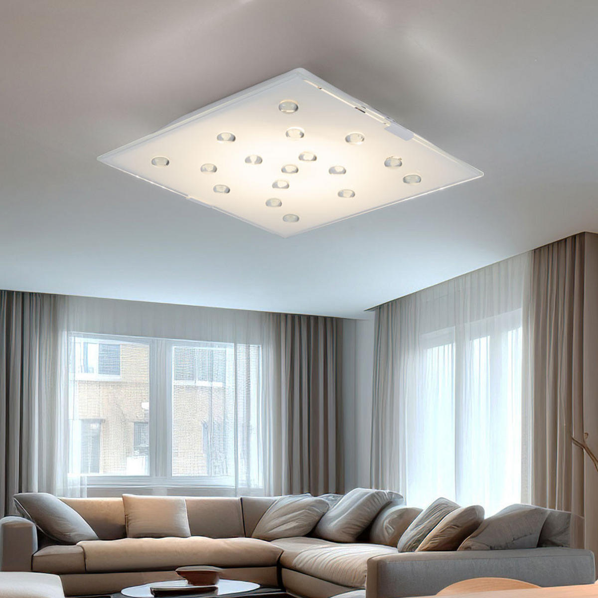 LED DECKENLEUCHTE Glassteine klar Weiß - Weiß, Glas (29/29/7.5cm)