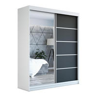 SCHWEBETÜRENSCHRANK 180 CM BERLIN Farbe: Weiß , schwarz - Schwarz/Weiß, Holzwerkstoff (180/215/59.5cm) - A&J MöbelLand