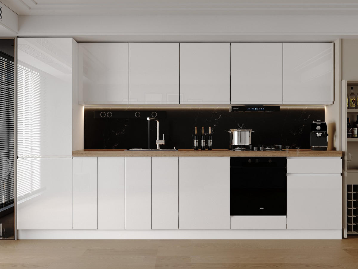 KÜCHENINSEL 360 cm - Aspen Aspen KA21-M360 - Weiß/Hochglanz - Weiß Hochglanz, Holz (540/212/58cm)