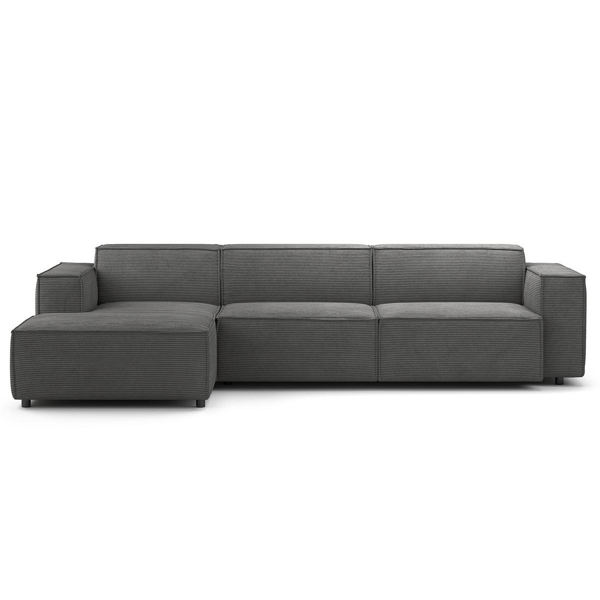 ECKSOFA mit Longchair - Anthrazit/Schwarz, Kunststoff/Textil (294/177cm) - home24