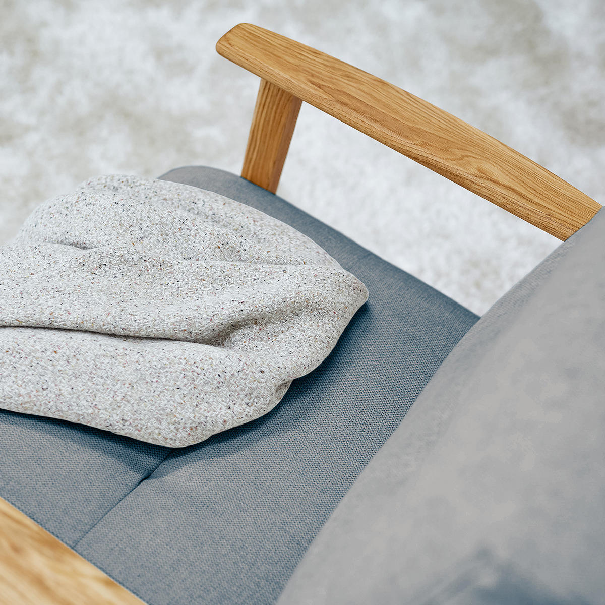 SESSEL - Blau/Eichefarben, Eichenholz/Textil (83/80/75cm) - home24