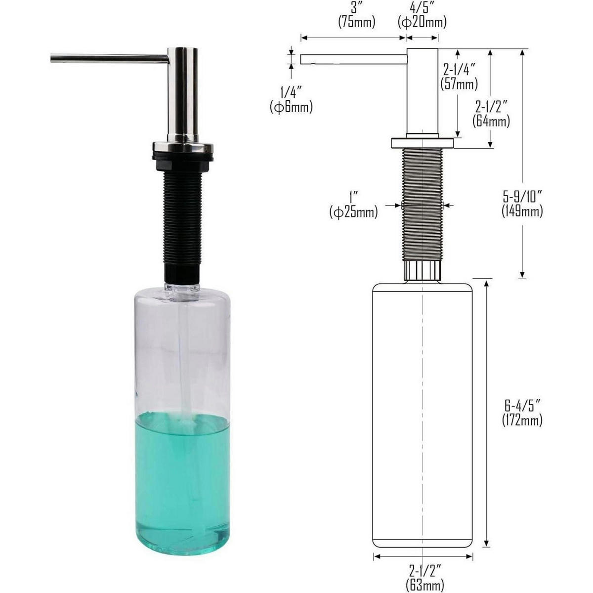 SPÜLMITTELSPENDER mit Edelstahlpumpe 500 ml poliert - Silberfarben, Metall (6/32/9.5cm)