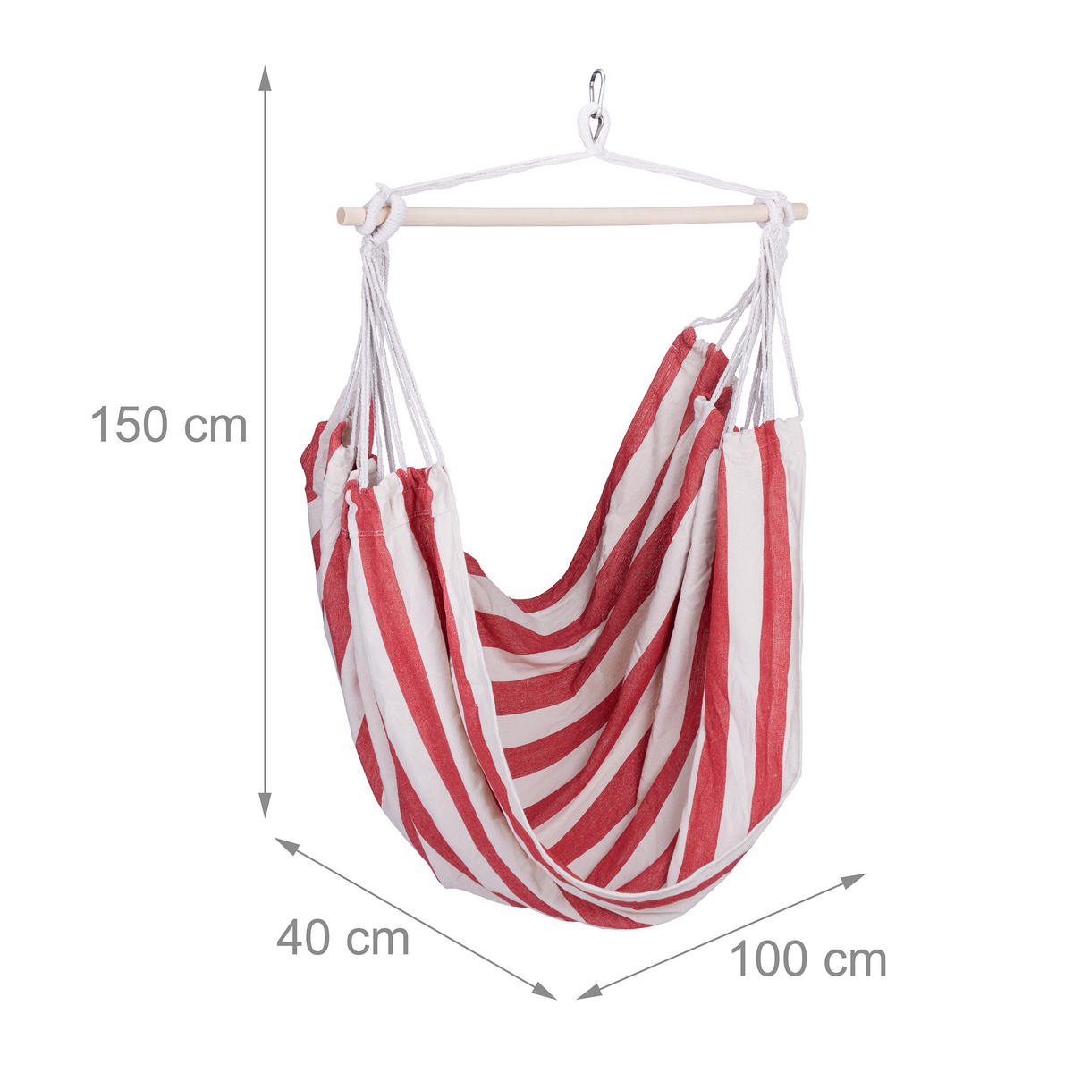 HÄNGESESSEL - Rot, Holz/Textil (100/150/40cm) - Relaxdays