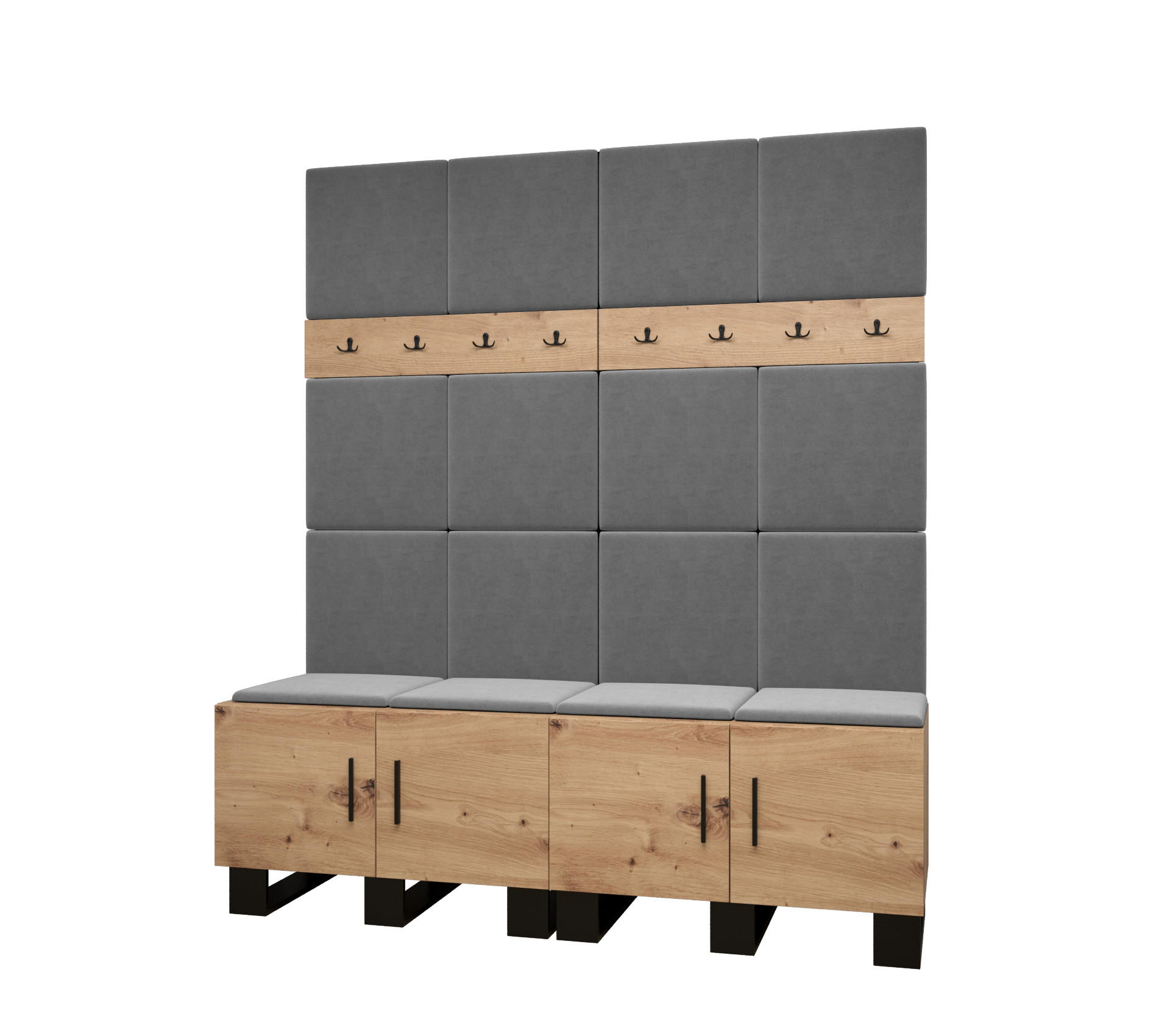 GARDEROBEN-SET 196/168/45,6 - Schwarz/Eiche Artisan, Holz/Kunststoff (168/196/45.6cm) - Abiks Möbel