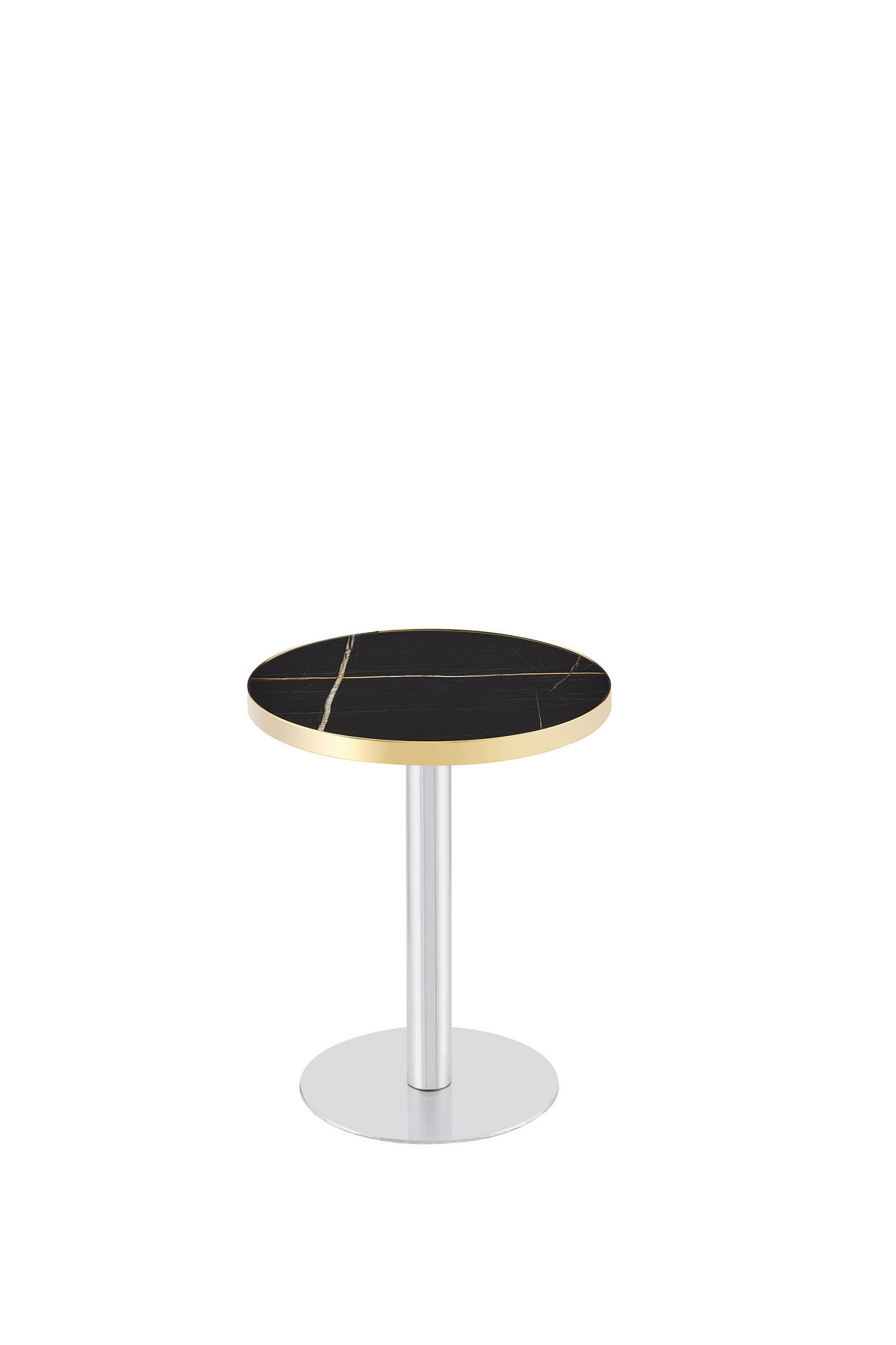 BEISTELLTISCH Rund 60 cm mit Marmor-Optik DE-40039 Schwarz - Schwarz, Metall (60/60/74cm) - ComfortXL