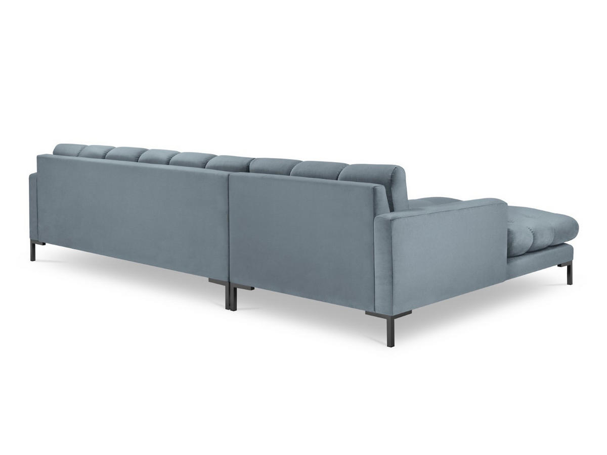 ECKSOFA links Mamaia aus Samt hellblau 5 Sitzplätze - Hellblau, Textil (185/293cm) - Micadoni
