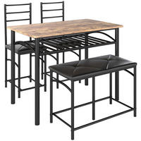 4-TEILIGES Esszimmer-Set, Platzsparendes Set mit Tisch, Stühlen und Bank, Braun - Braun, Metall (60/74.5/100cm) - HOMCOM