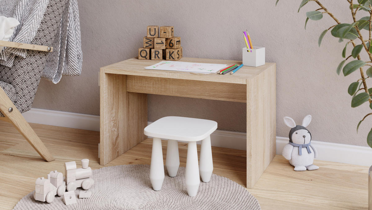 BEISTELLTISCH Rechteckig mit Ablage und Rollen - Sonoma Eiche, Holzwerkstoff (40/40/66cm) - designimpex