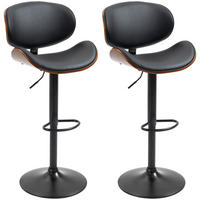 BARHOCKER höhenverstellbar 53 x 52 x 92-112 cm Kunstleder Schwarz 2er-Set - Schwarz, Metall (52/112/53cm) - Meubliv