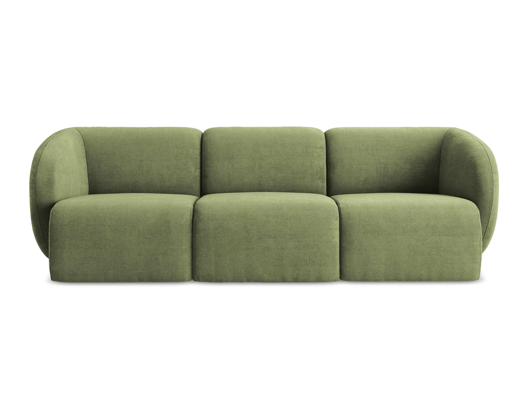 3-SITZER SOFA Chenille Stoff Grün - Schwarz/Grün, Holzwerkstoff/Kunststoff (244/75/94cm) - Makamii