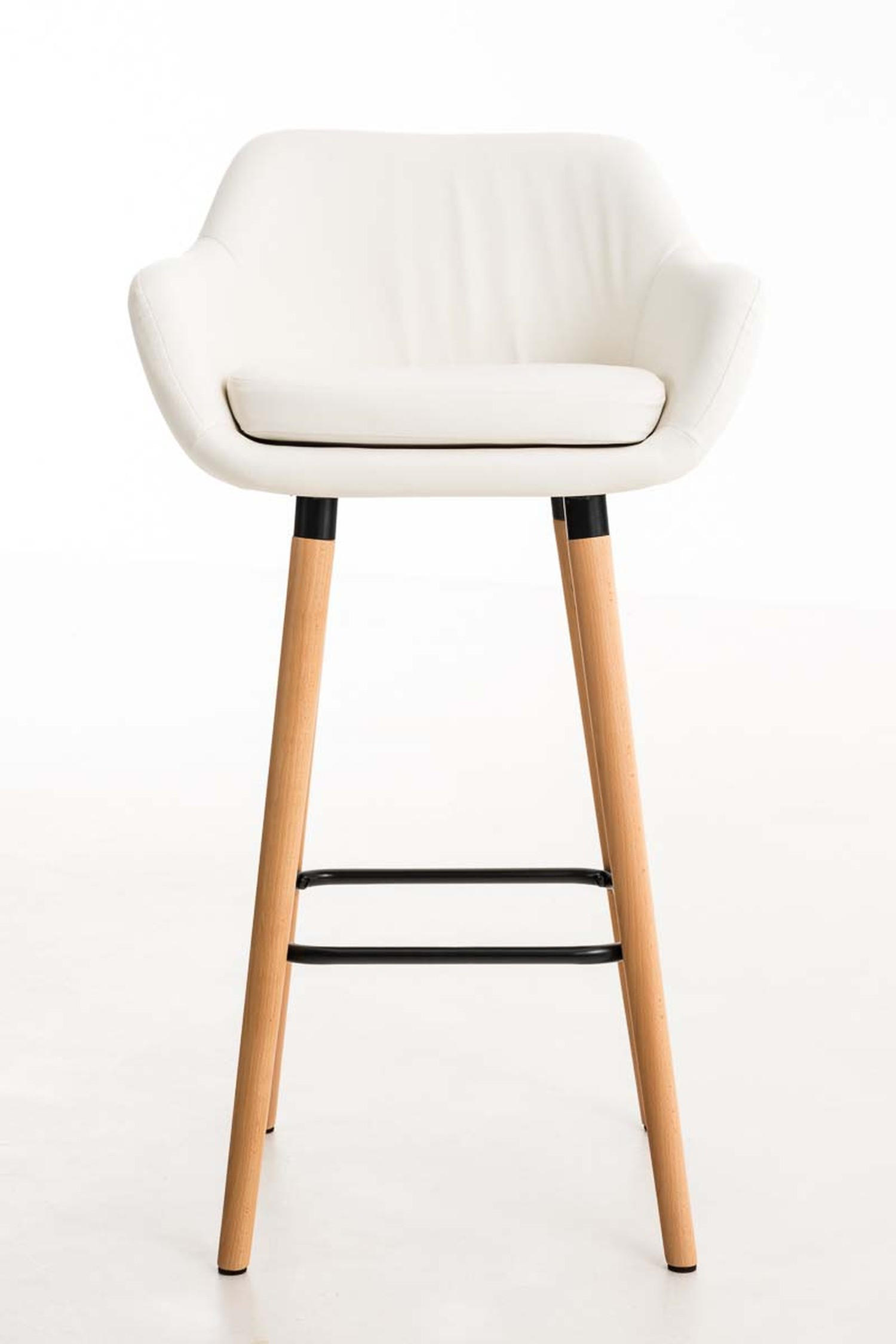 BARHOCKER Grande, 2er Set, Gestell Holz, Kunstleder Weiß - Weiß/Braun, Holz/Kunststoff (55/99/46cm) - TPFLiving