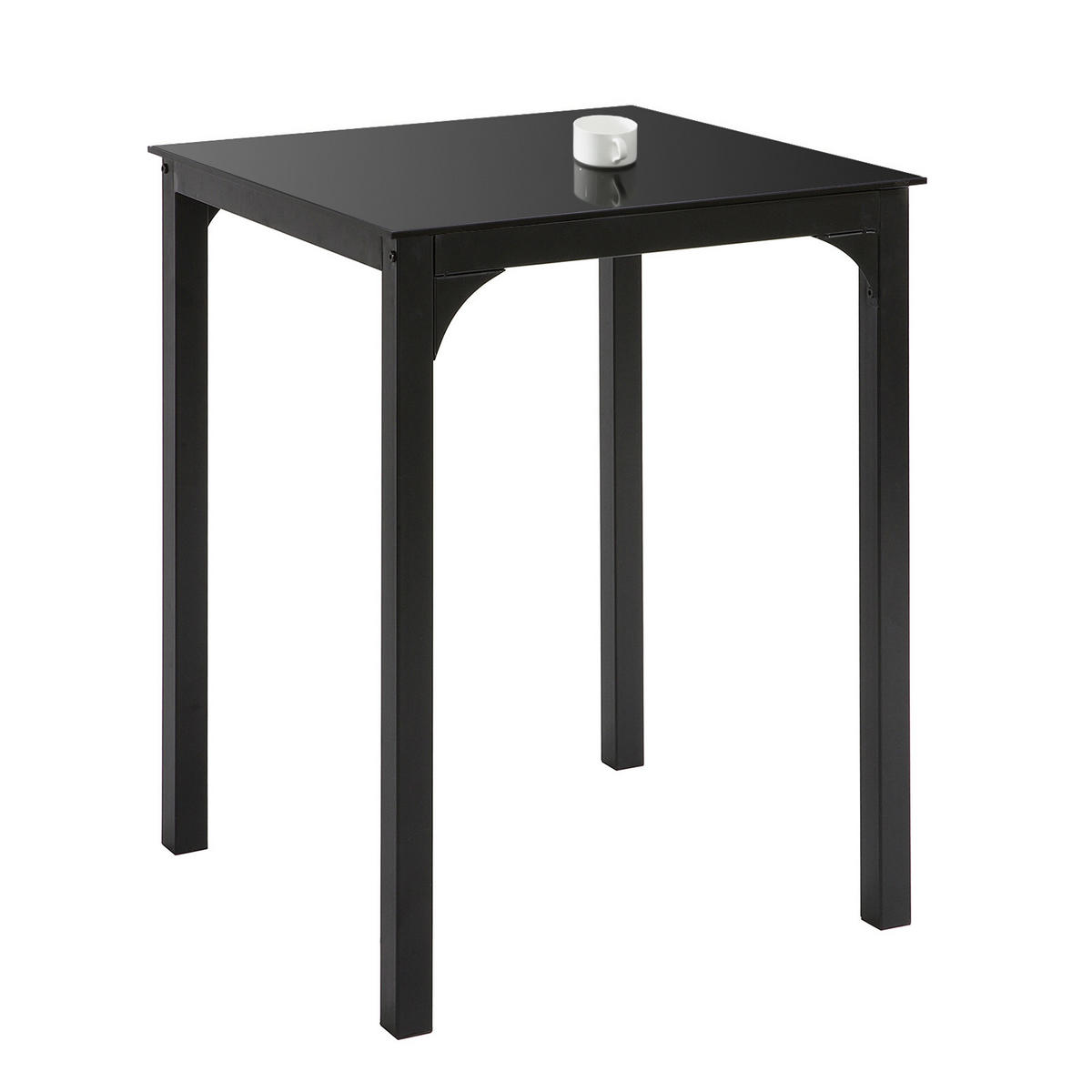 ESSTISCH Schwarz - Schwarz, Glas/Metall (60/60/75cm) - SoBuy