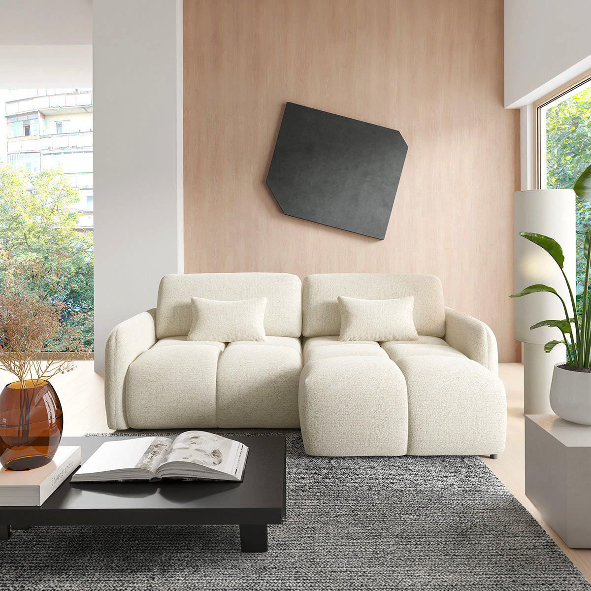 ECKSOFA Cremeweiß - Weiß, Holz (240/165cm) - Petits-meubles
