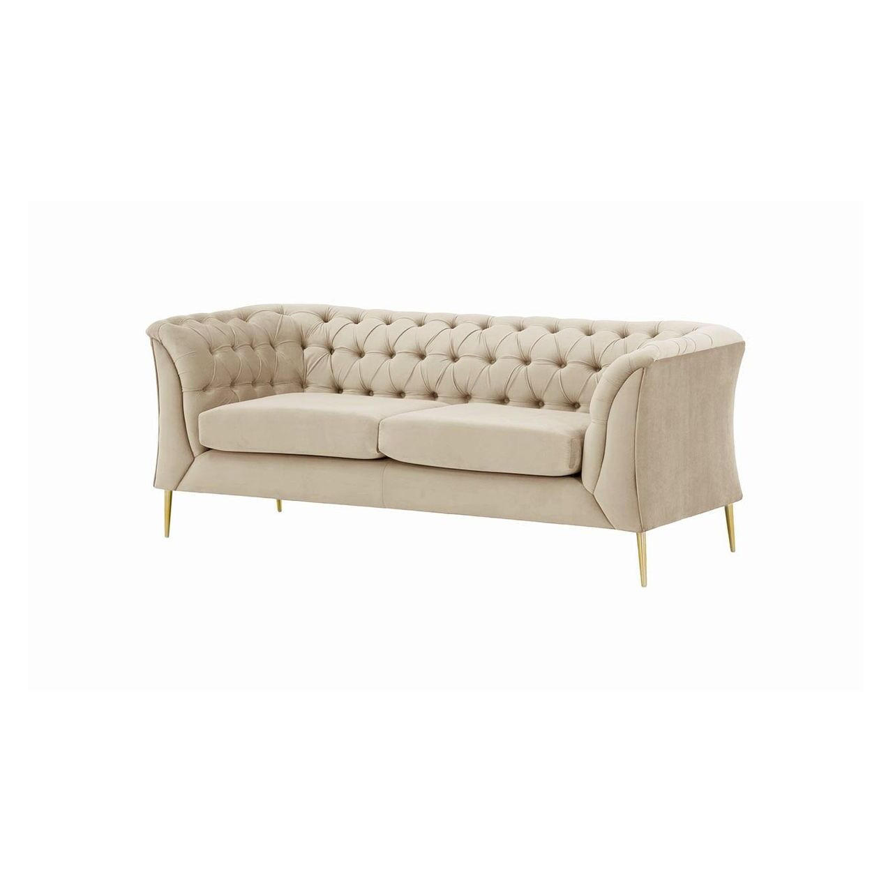 ZWEISITZER-SOFA Chesterfield Modern-Velluto 2 - Creme, Holz/Textil (183/74/80cm)