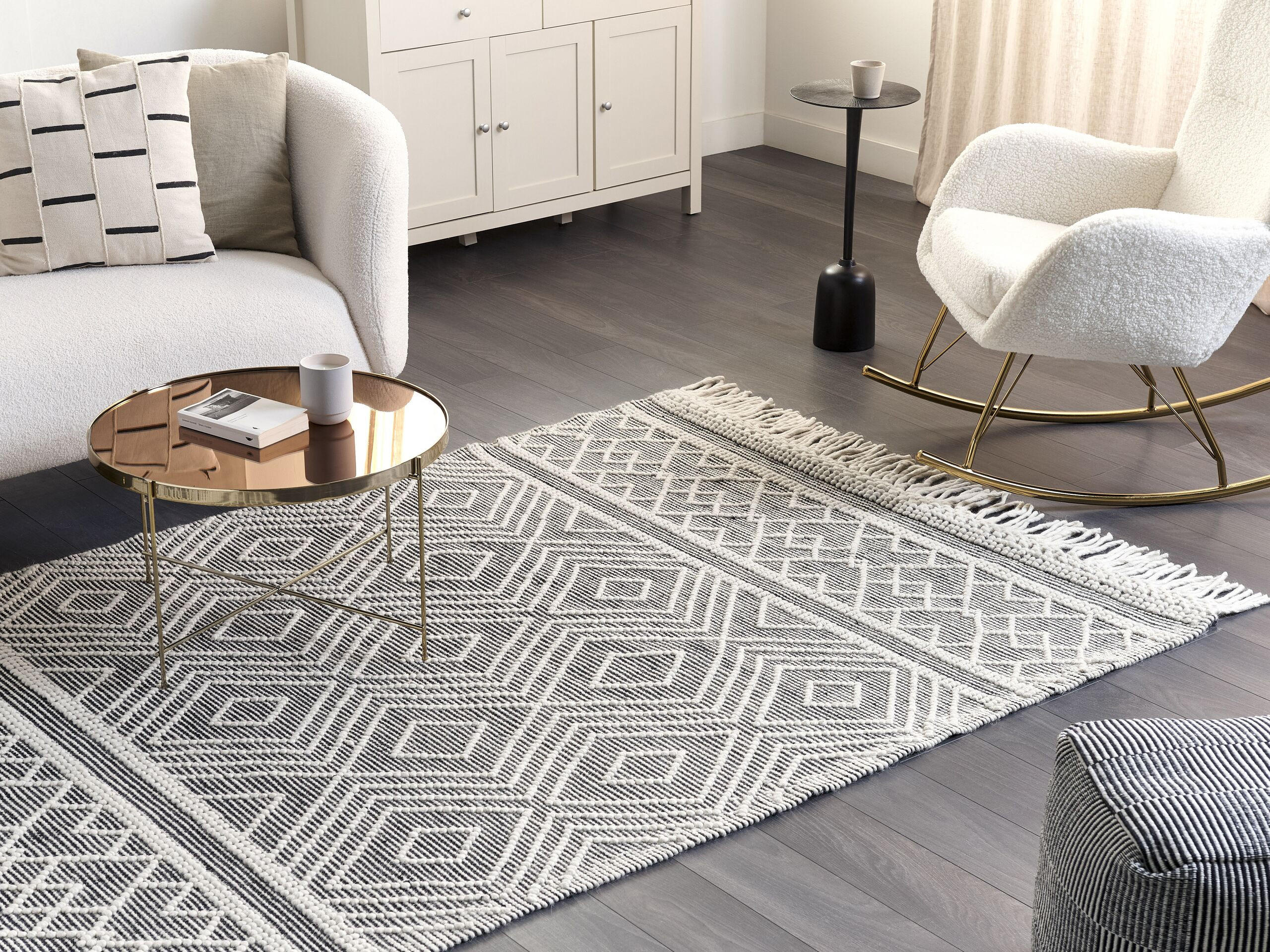 KURZFLOR-TEPPICH Savuca 230/160 cm - Schwarz, Textil (160/230cm) - Beliani