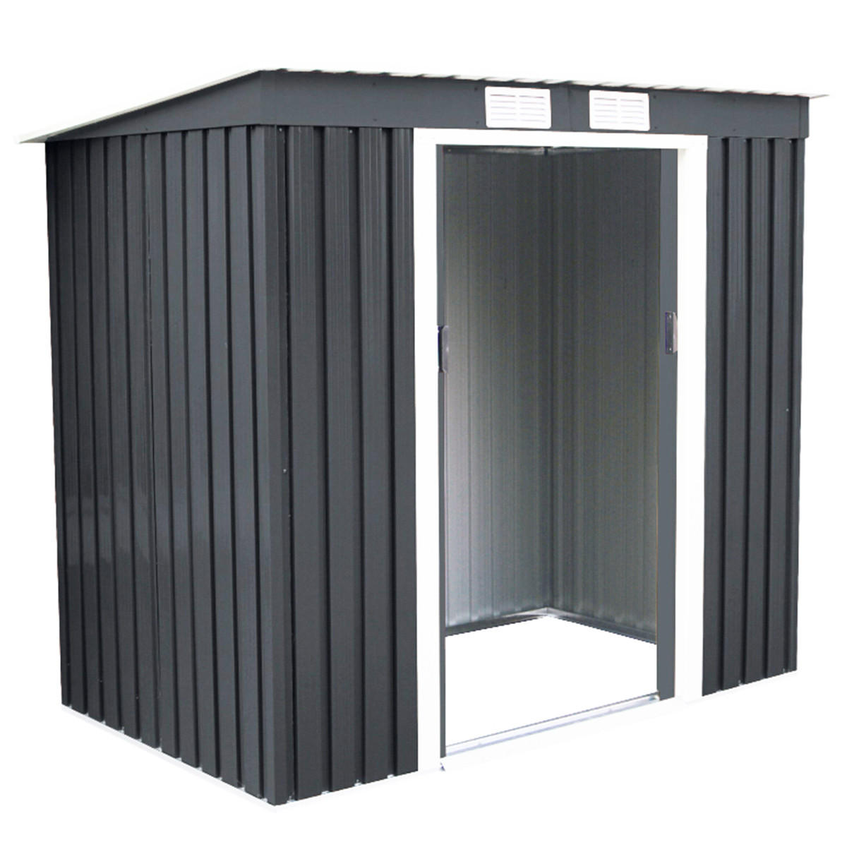 GERÄTEHAUS Metall Dunkelgrau - Grau, Metall (130/173/213cm) - COSTWAY