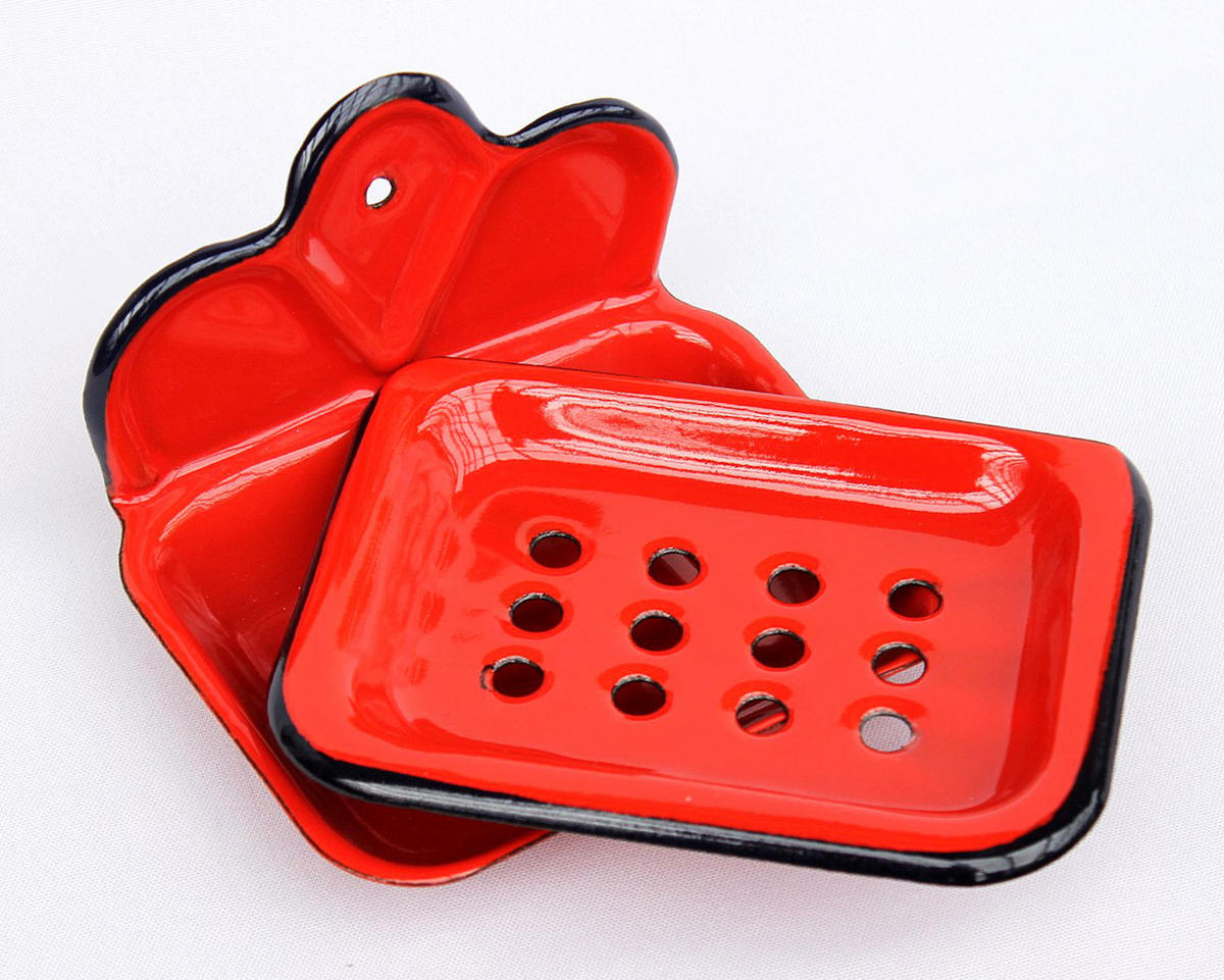 SEIFENHALTER Emaille Rot 13 cm 918100 - Rot, Glas (13/7/11cm) - DanDiBo