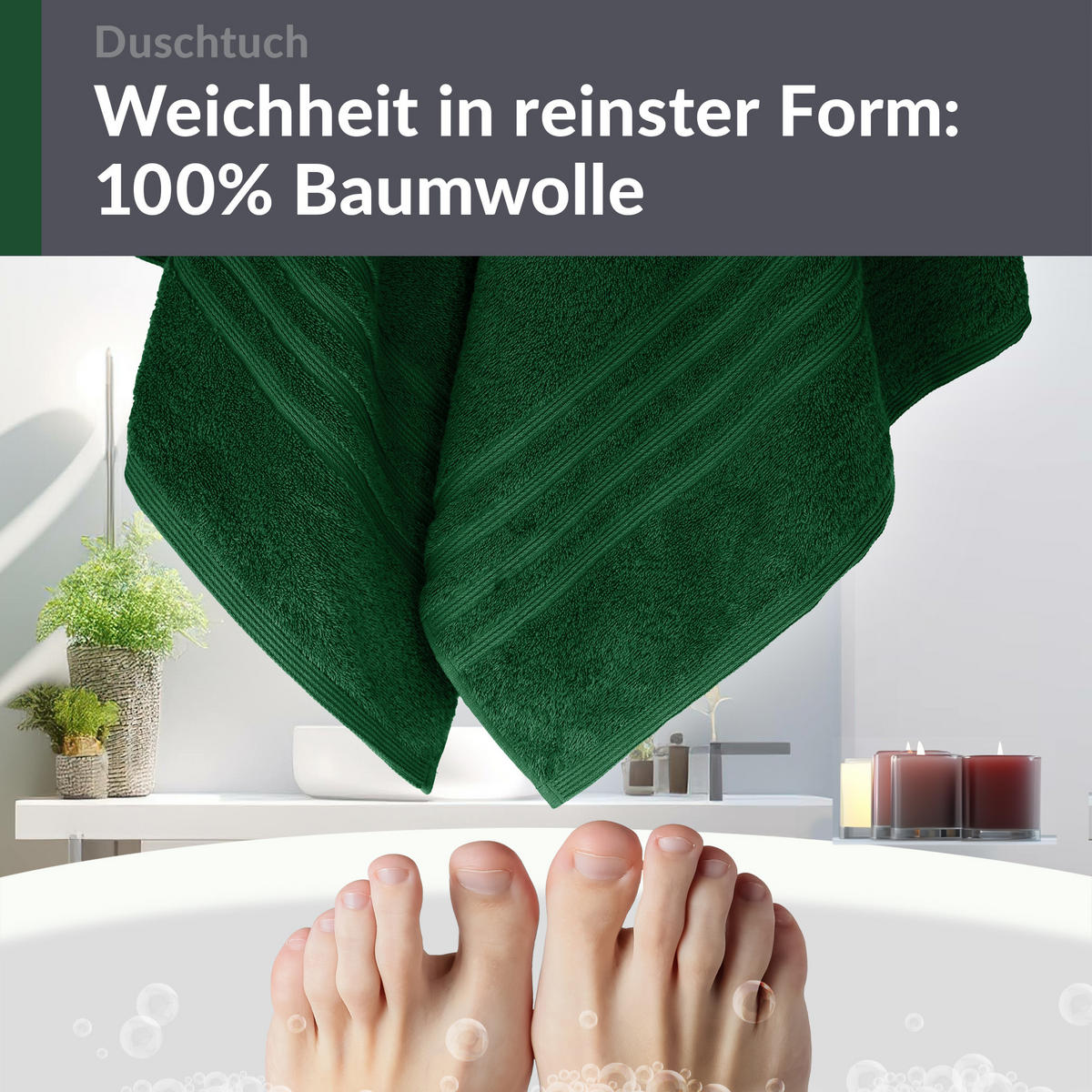 DUSCHTUCH London Tannen Grün 2er Set 70x140 - Waldgrün, Textil (70/140cm) - Lashuma