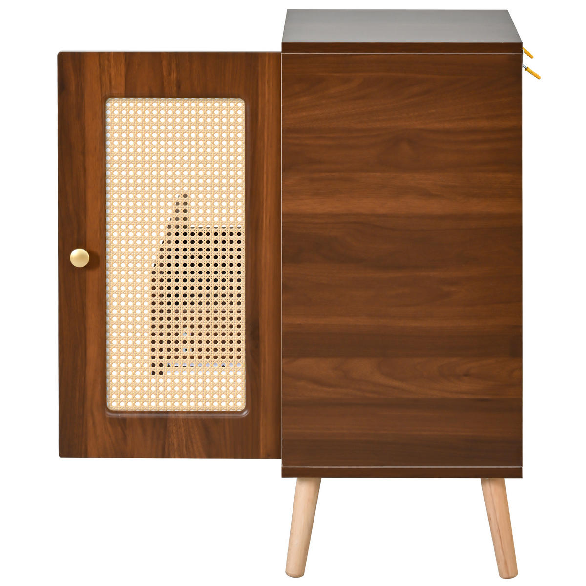 SCHUHSCHRANK in Schuhkommode mit Sitzpolster, Schubladen, offenen Fächern und Schranktür für Flur , B95.5/T35/H80.5cm - Nussbaumfarben, Holzwerkstoff/Metall (95.5/80.5/35cm) - STILVORA
