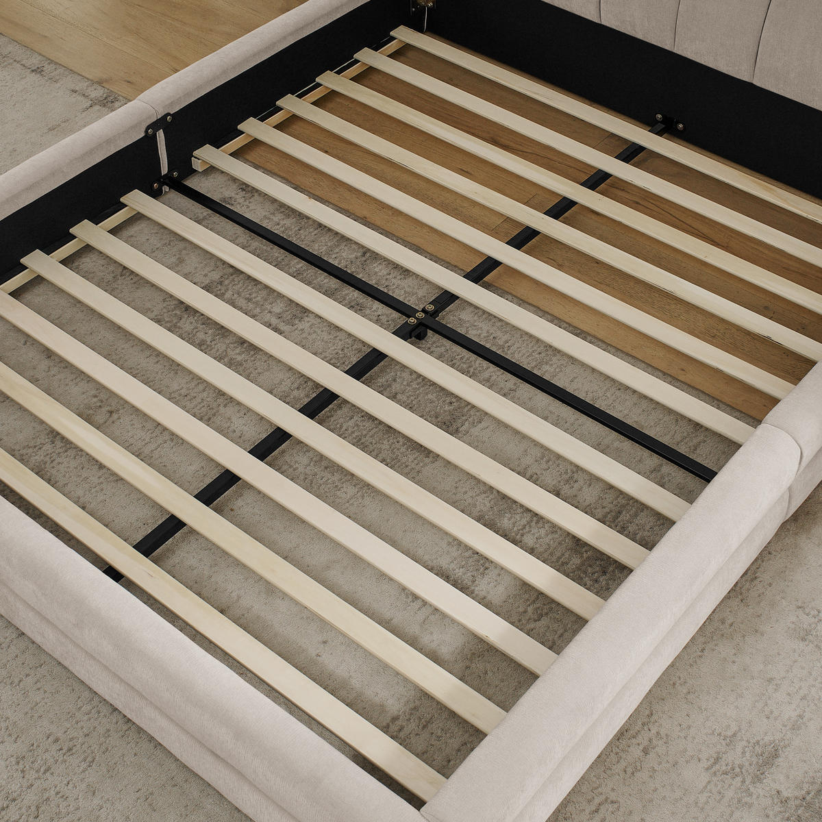 POLSTERBETT 140/200 cm mit ergonomischem Kopfteil und Chenillebezug, Beige - Beige, Kunststoff (140/200cm) - Redom