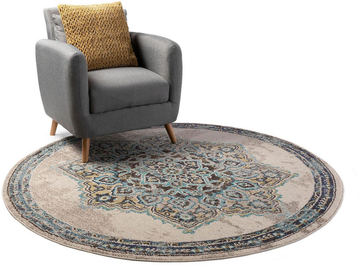 KULATÝ koberec Casa Béžová ø 120 cm - béžová, plast/přírodní materiály (120/1cm) - KUNSTLOFT