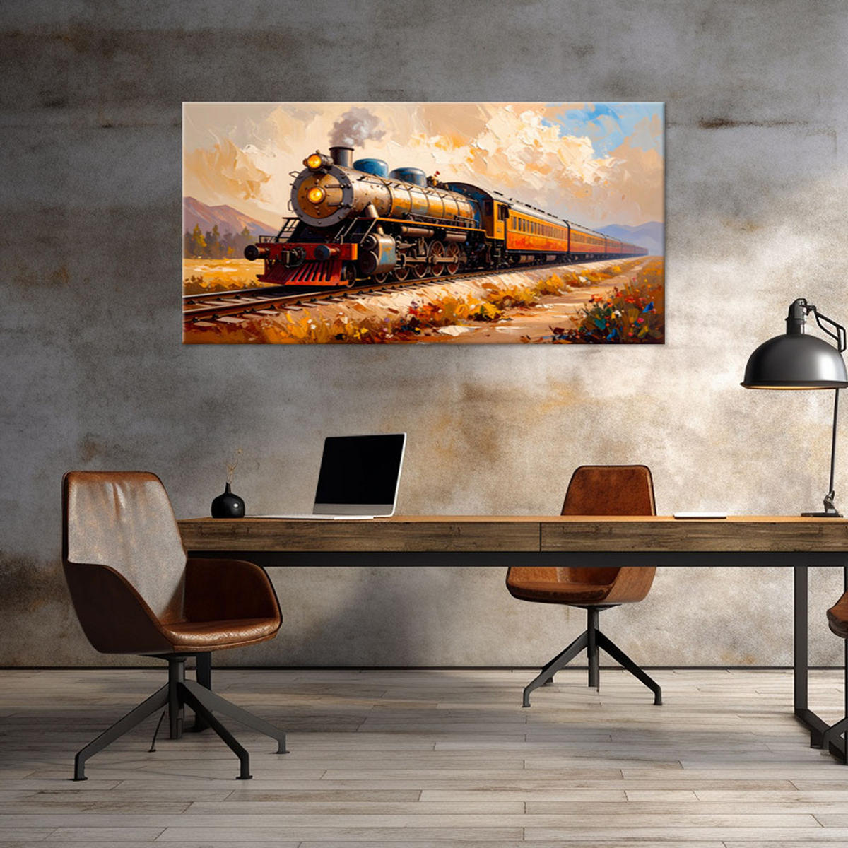 LEINWANDBILD Personenzug 80x40cm - Beige, Textil (80/40cm) - Feeby