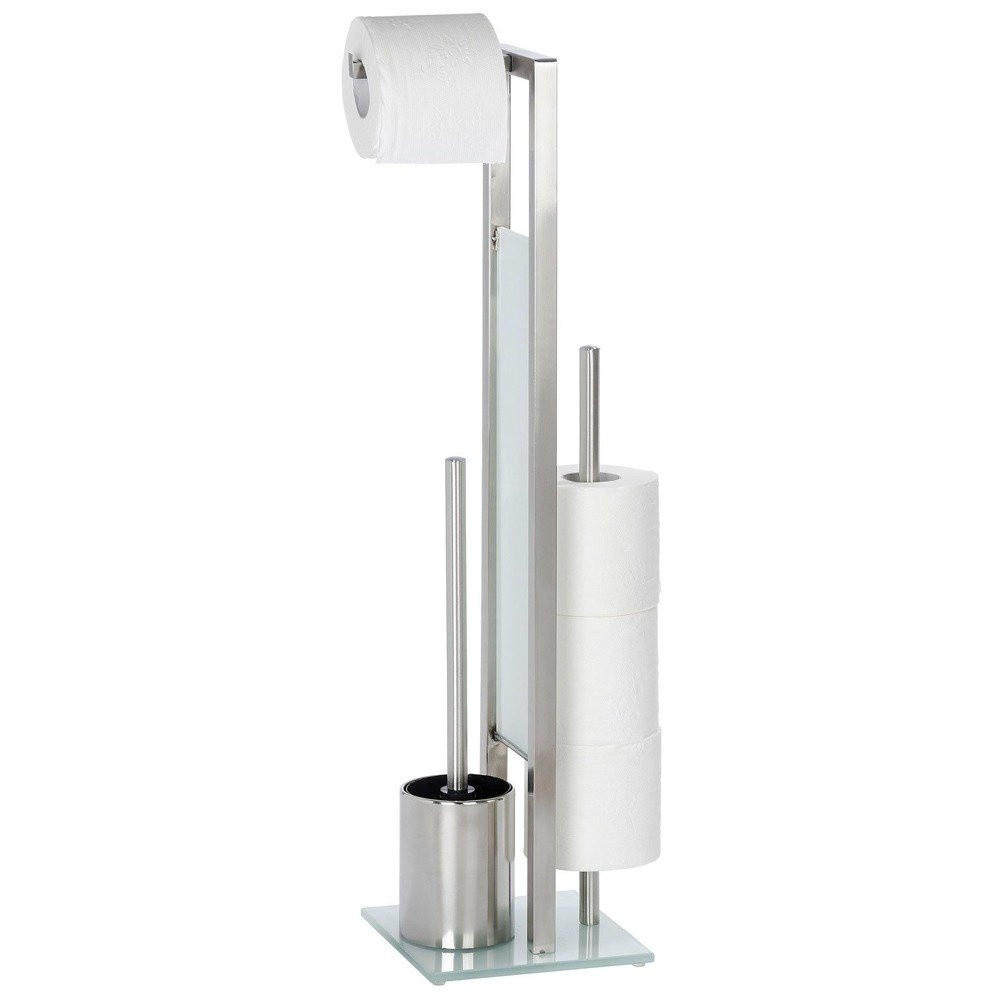 STAND-WC-GARNITUR Edelstahl matt Rivalta 18/23/70 cm - Silberfarben, Metall (23/70/18cm) - Wenko