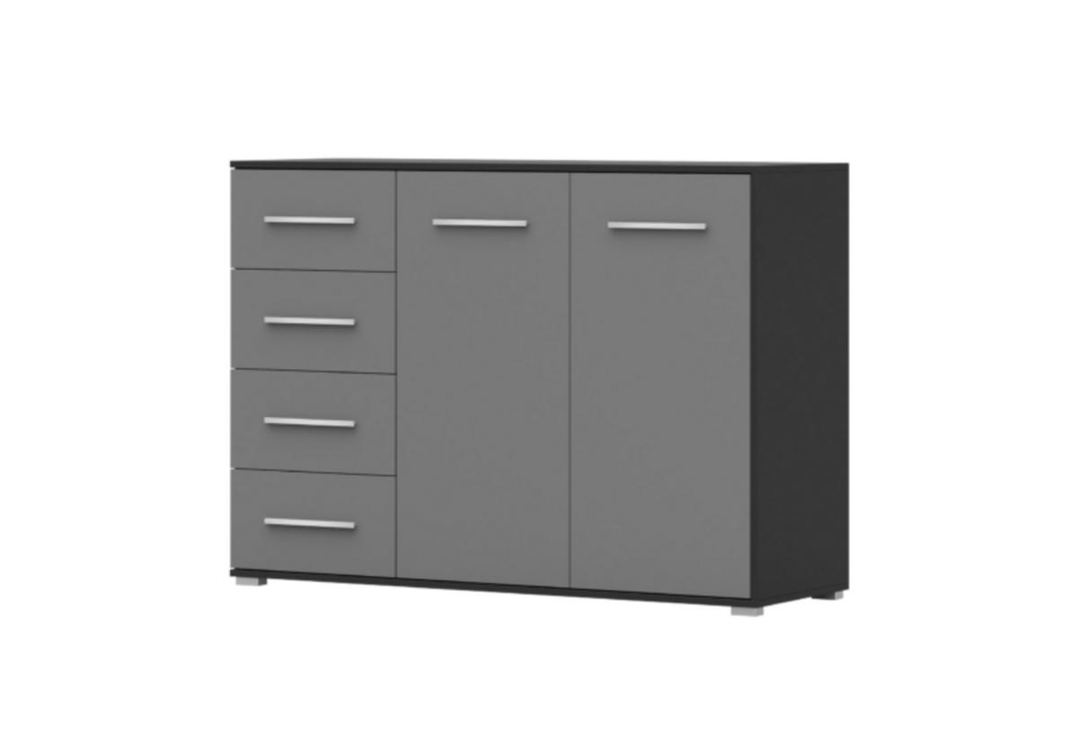 KOMMODE - Highboard IRYS 01 2D4S Schwarz + Grau - Schwarz/Grau, Holzwerkstoff (135/95/45cm) - Möblo