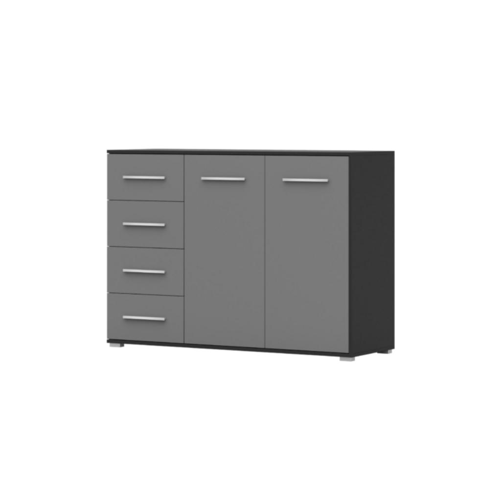 Thumbnail - Möblo Kommode, Schwarz, Grau, Holzwerkstoff, 4 Schubladen, Rechteckig, 135x95x45 cm, Wohnzimmer, Kommoden & Sideboards, ...