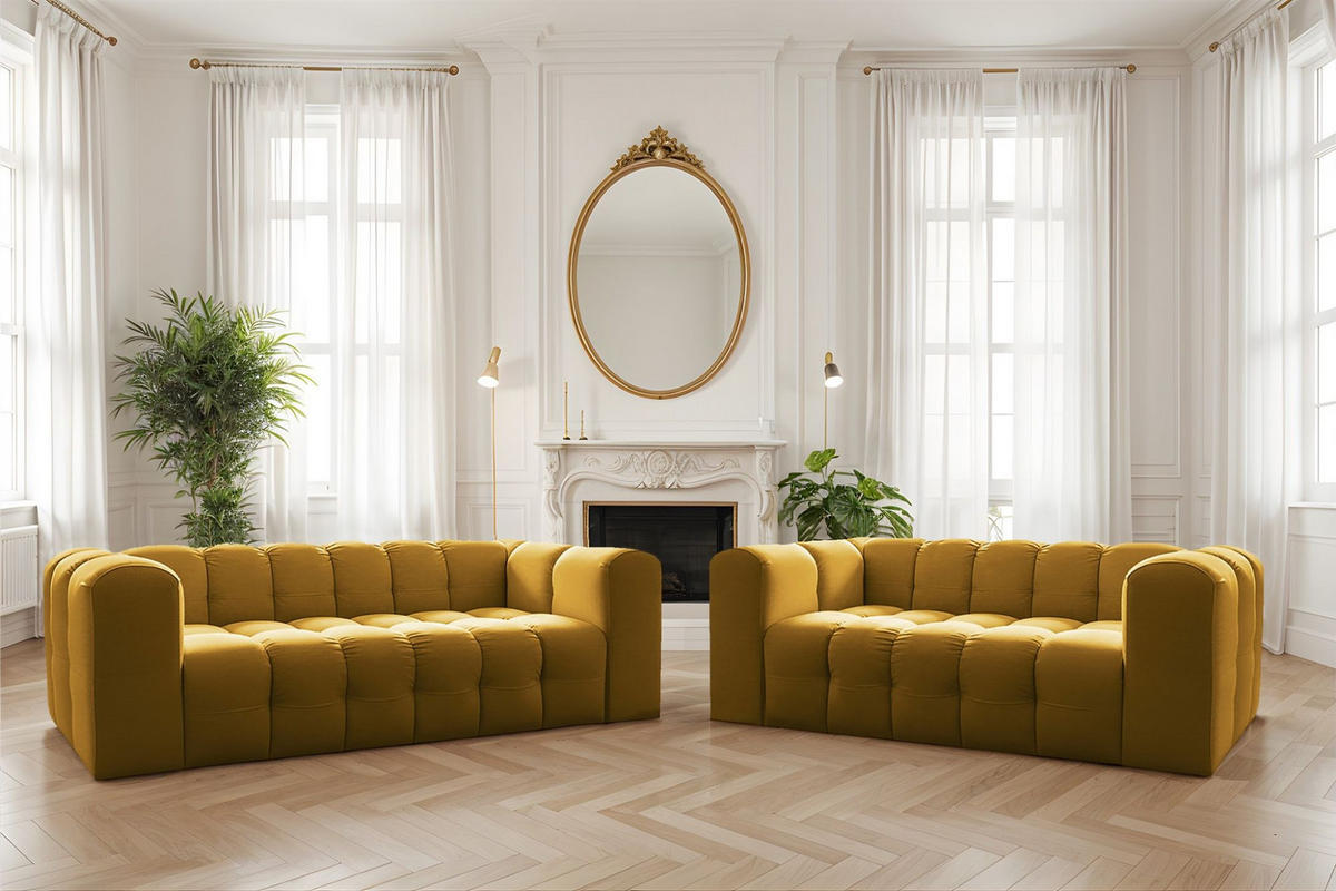 SOFA 2-sitzer Solvie In Tiffani - Gelb, Holzwerkstoff/Textil (200/75/106cm) - Fun Möbel