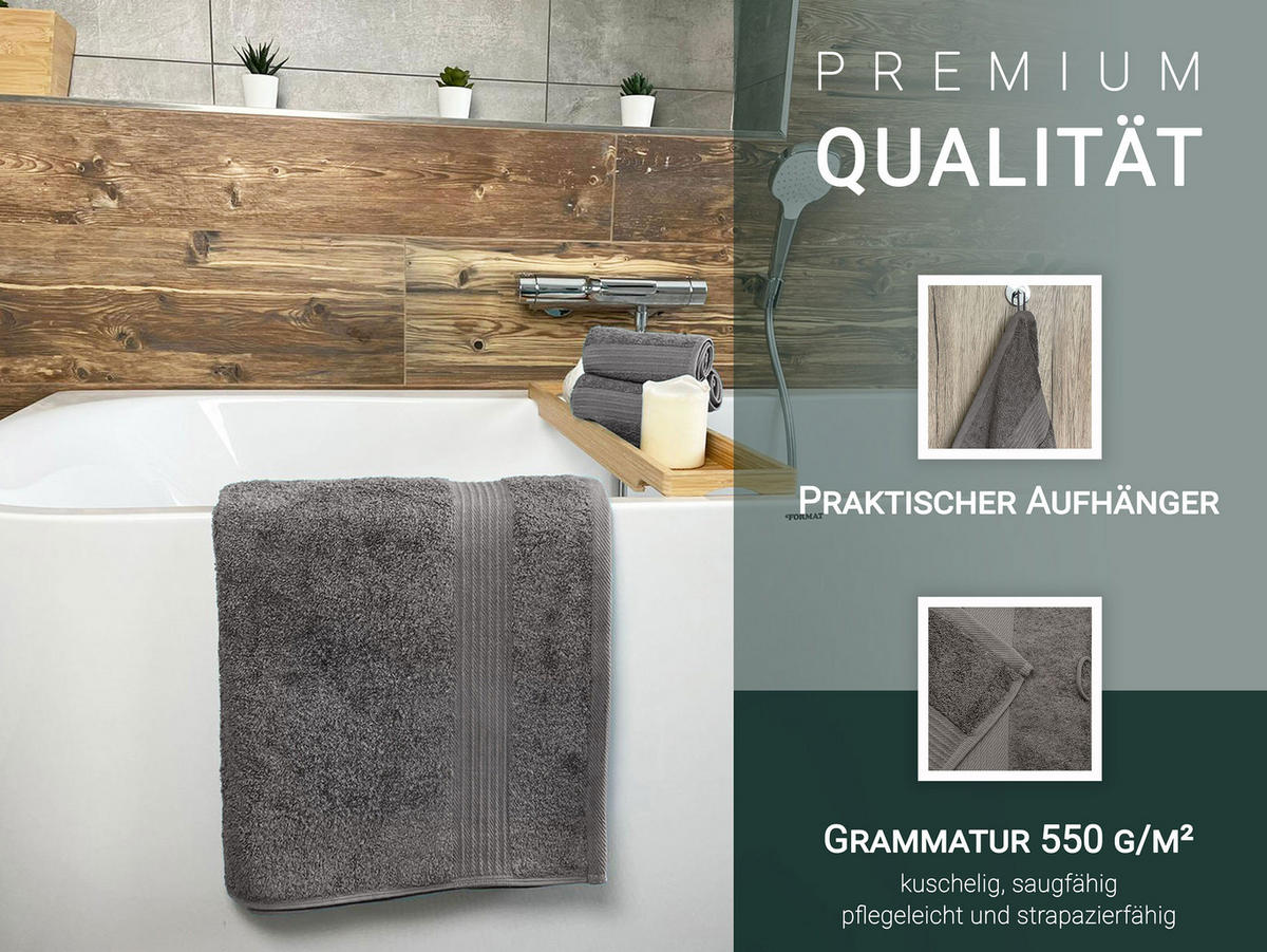 BADETUCH, 2er-Set, 100x150 cm, 100% Baumwolle, Grau - Anthrazit, Textil (100/150cm) - Zollner