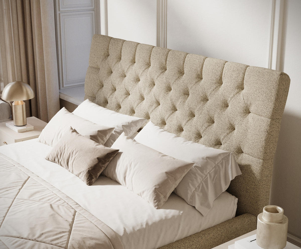 POLSTERBETT Vezzola Beige 120/200 cm im Webstoff - Beige/Naturfarben, Holz/Holzwerkstoff (120/200cm) - Maison de Reve