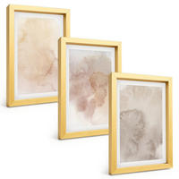 BILDER SET 3er Set - 20x30 cm Goldrahmen - Warme Aquarell-Pastelltexturen - Goldfarben, Kunststoff (20/30cm) - TULUP