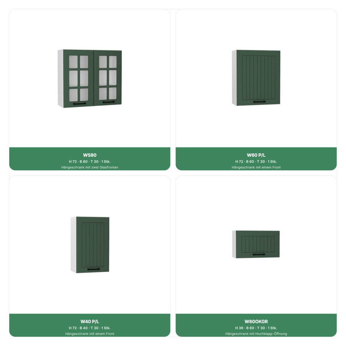 KÜCHENZEILE 240 cm - IRMA KS2-G240 - in Grün / Matt - Goldfarben/Grün, Holz/Holzwerkstoff (240/52.4/213.3cm) - Royal24_Markt