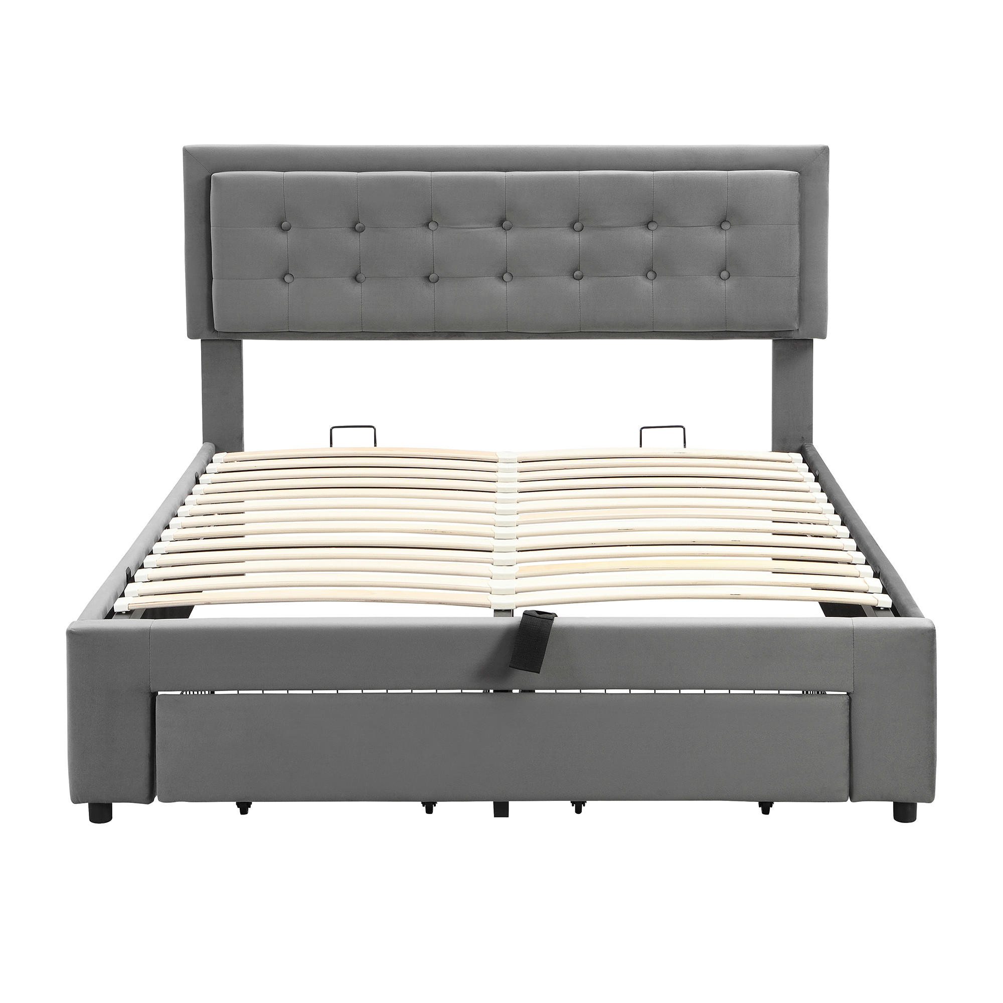 STAURAUMBETT 140/190 cm DE-00160, in Grau, 2 Schubladen - Grau, Metall (140/190cm) - ComfortXL