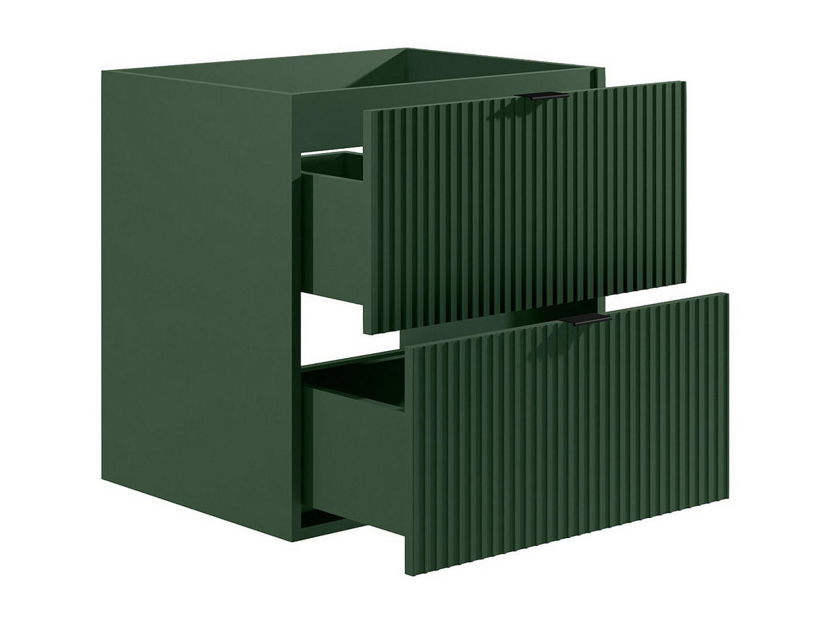 WASCHBECKENUNTERSCHRANK hängend unter Waschbecken - Streifenoptik - Grün matt - 60 cm - ZEVINI - Grün, Holz (60/60/47cm) - Vente-Unique