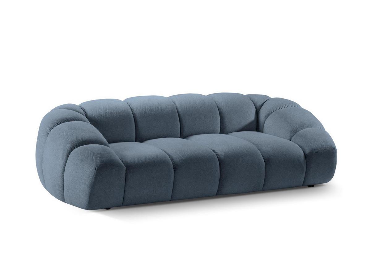 SOFA Diana aus Strukturierter Samt jeansblau 3 Sitzplätze - Blau, Textil (114/72/234cm) - Micadoni