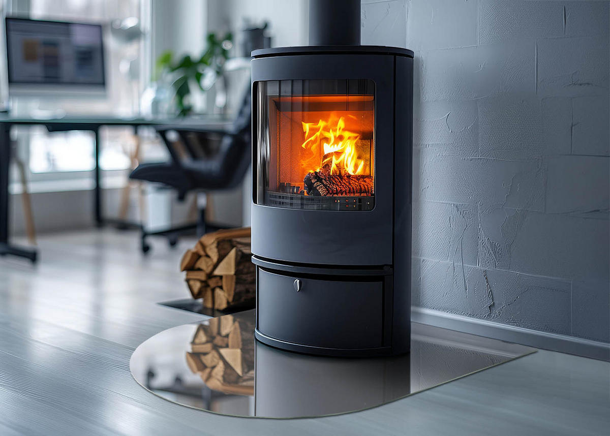 GLASPLATTE für Kamin 80x70 cm Grau - Grau, Glas (80/70/0.4cm) - ArtPrintCave