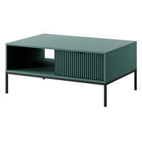 COUCHTISCH Kioto 104 cm in Grün mit Schubladen und Metallbeinen - Schwarz/Grün, Holzwerkstoff/Metall (68/104/46cm) - Ravio