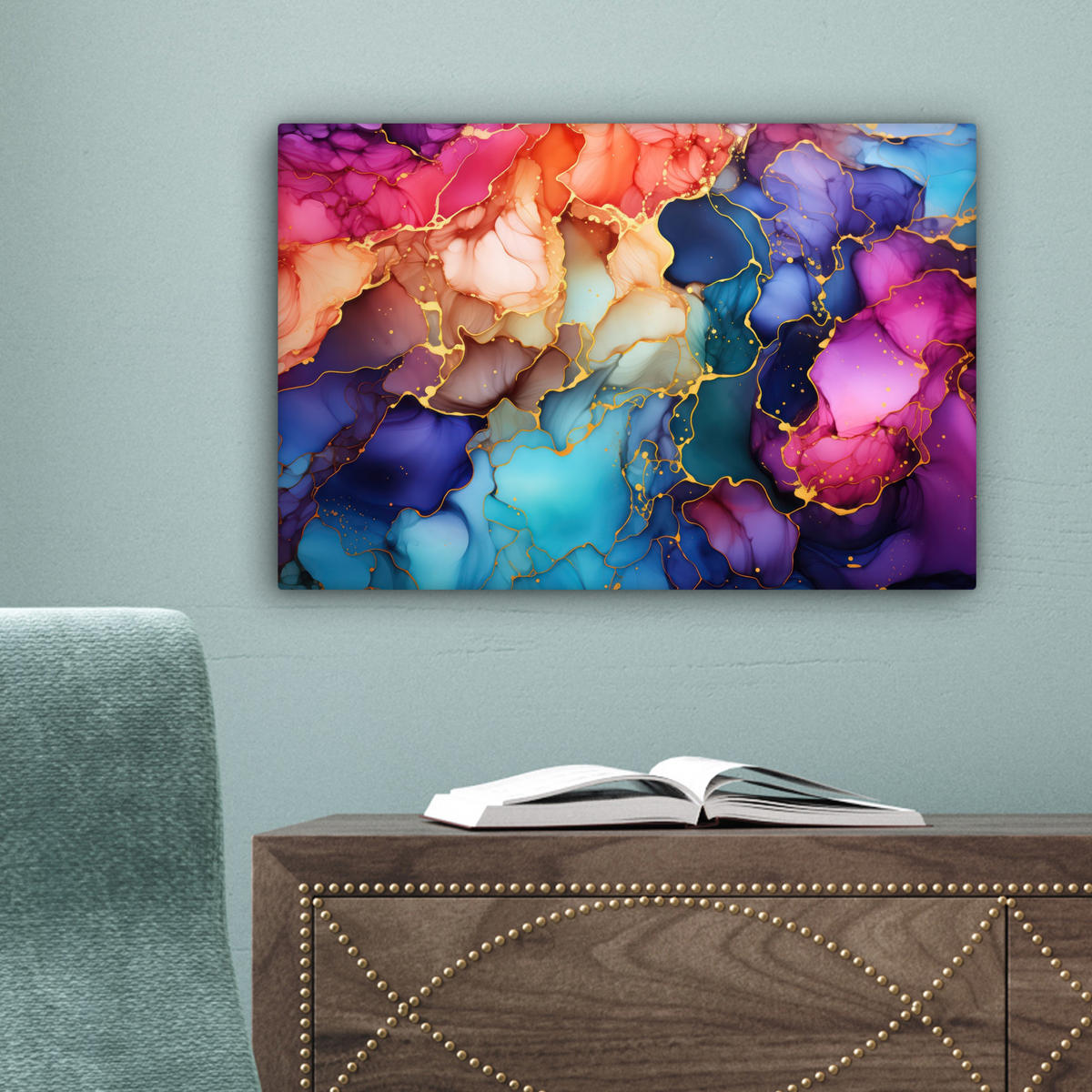LEINWANDBILD Marmor - Bunt - Abstrakt 30x20 cm - Multicolor, Textil (30/20cm) - MuchoWow