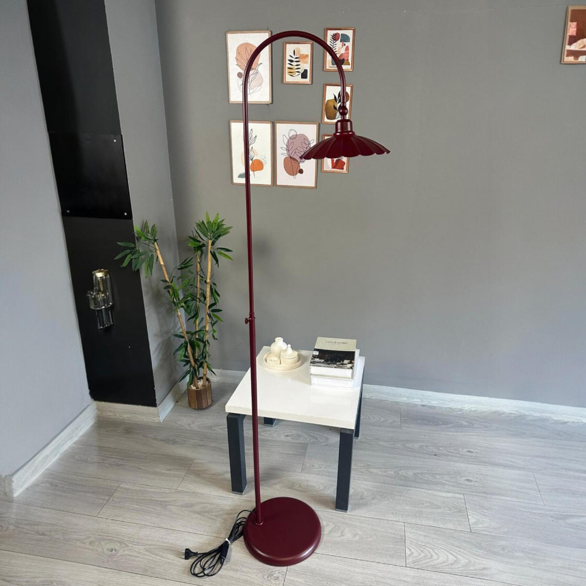 STEHLAMPE Falen 180 Cm - Bordeaux, Metall (35/35/175cm) - Bamyum