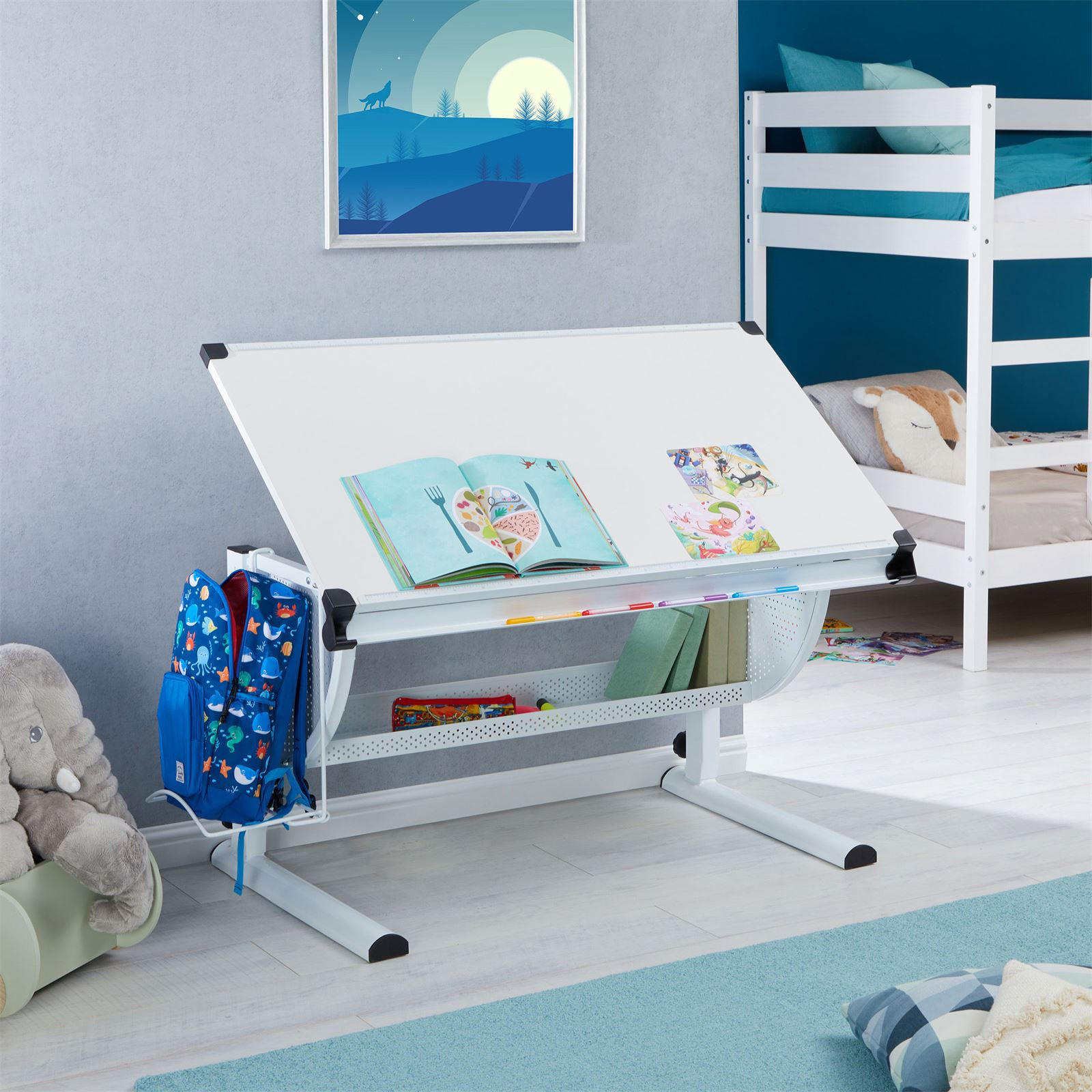 KINDERSCHREIBTISCH SARI - Weiß, Holzwerkstoff/Metall (111/93/60cm) - CARO-Möbel
