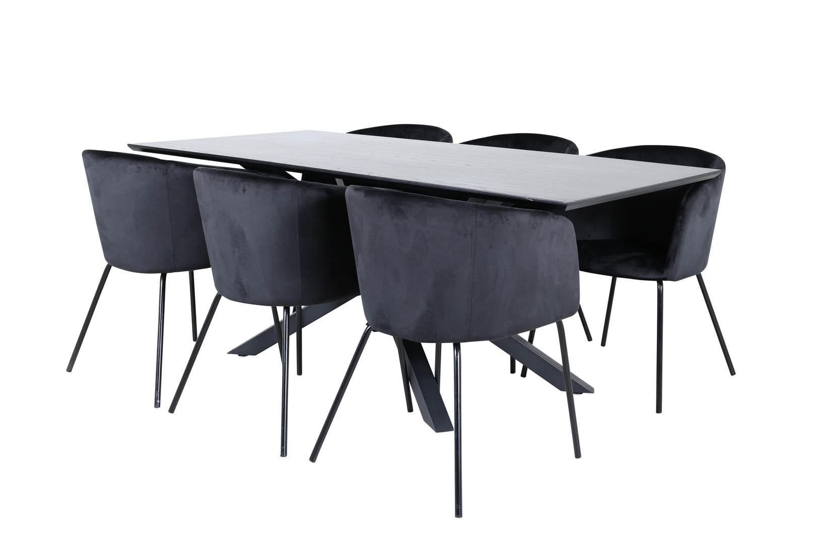 TISCHGRUPPE Schwarz - Schwarz, Holzwerkstoff (90/76/190cm) - ebuy24