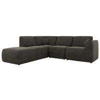 ROHOVÁ SEDAČKA NOARA 5M L Tmavě šedá Samet - Vlevo - černá/tmavě šedá, textil/plast (244/267cm) - MKS