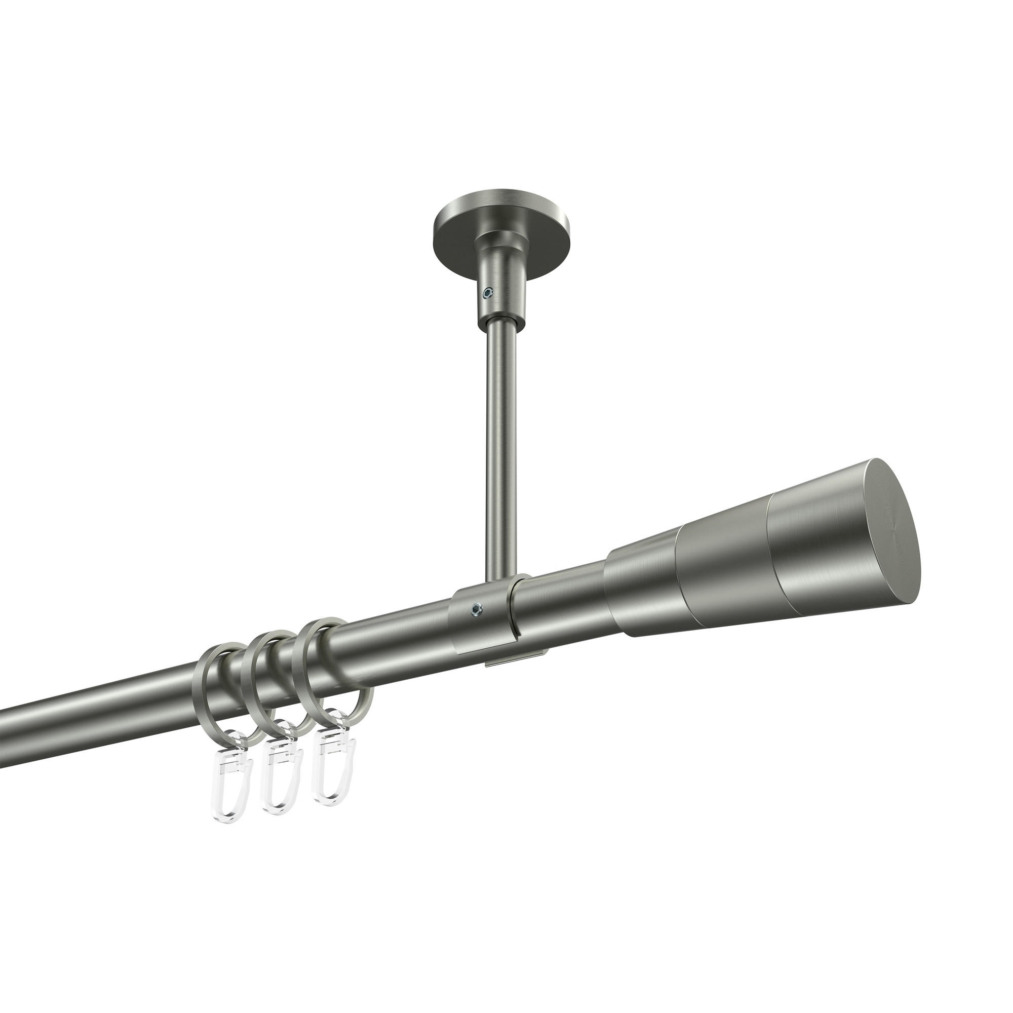 GARDINENSTANGEN-SET Sonette Tanara 100 cm, 1-läufig, 20 mm Ø Edelstahl-Optik - Edelstahlfarben/Silberfarben, Metall (100cm) - INTERDECO