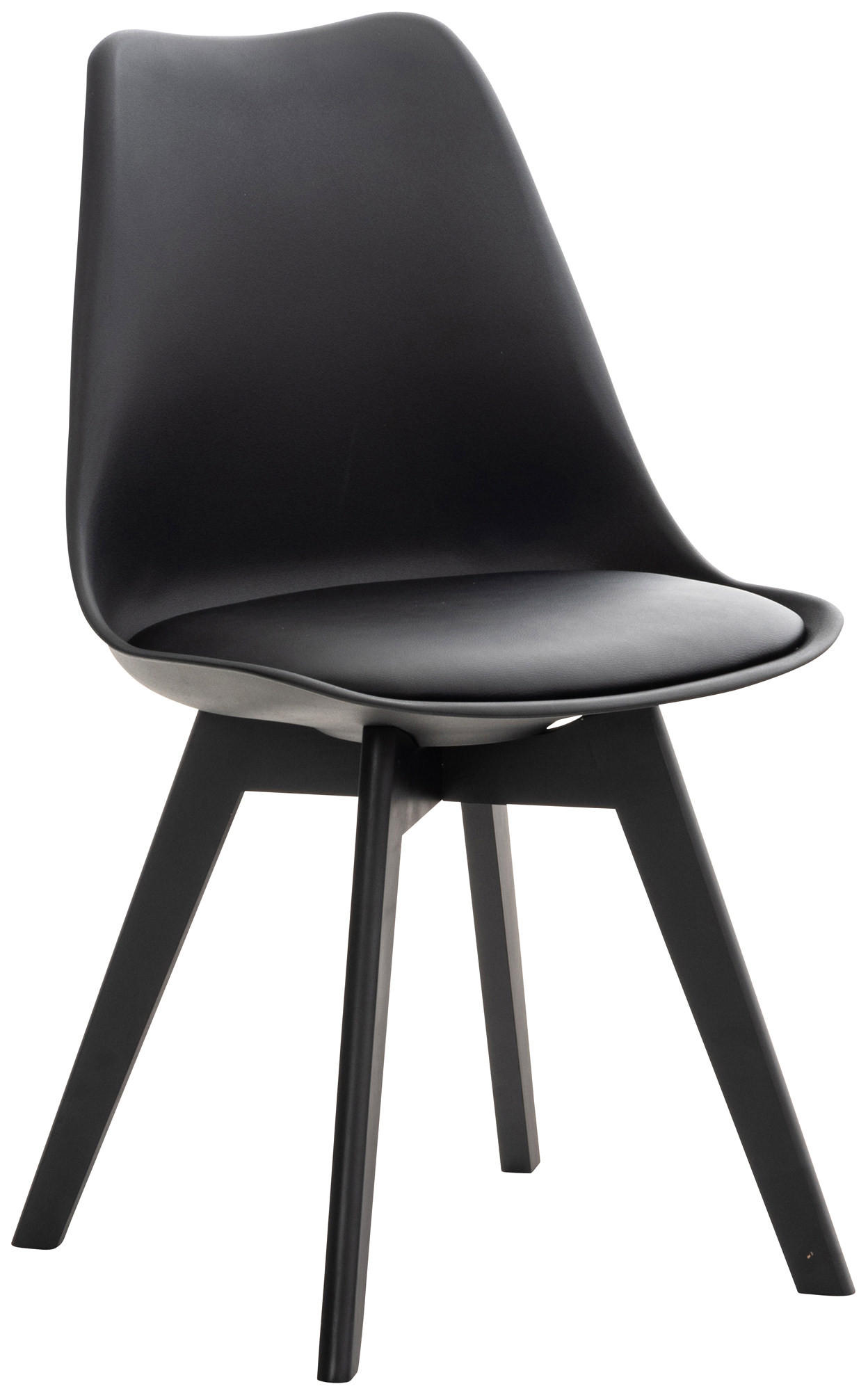 STUHL Kunststoff schwarz/schwarz - Eukalyptusholzfarben/Schwarz, Holz/Kunststoff (49/83/50cm) - CLP